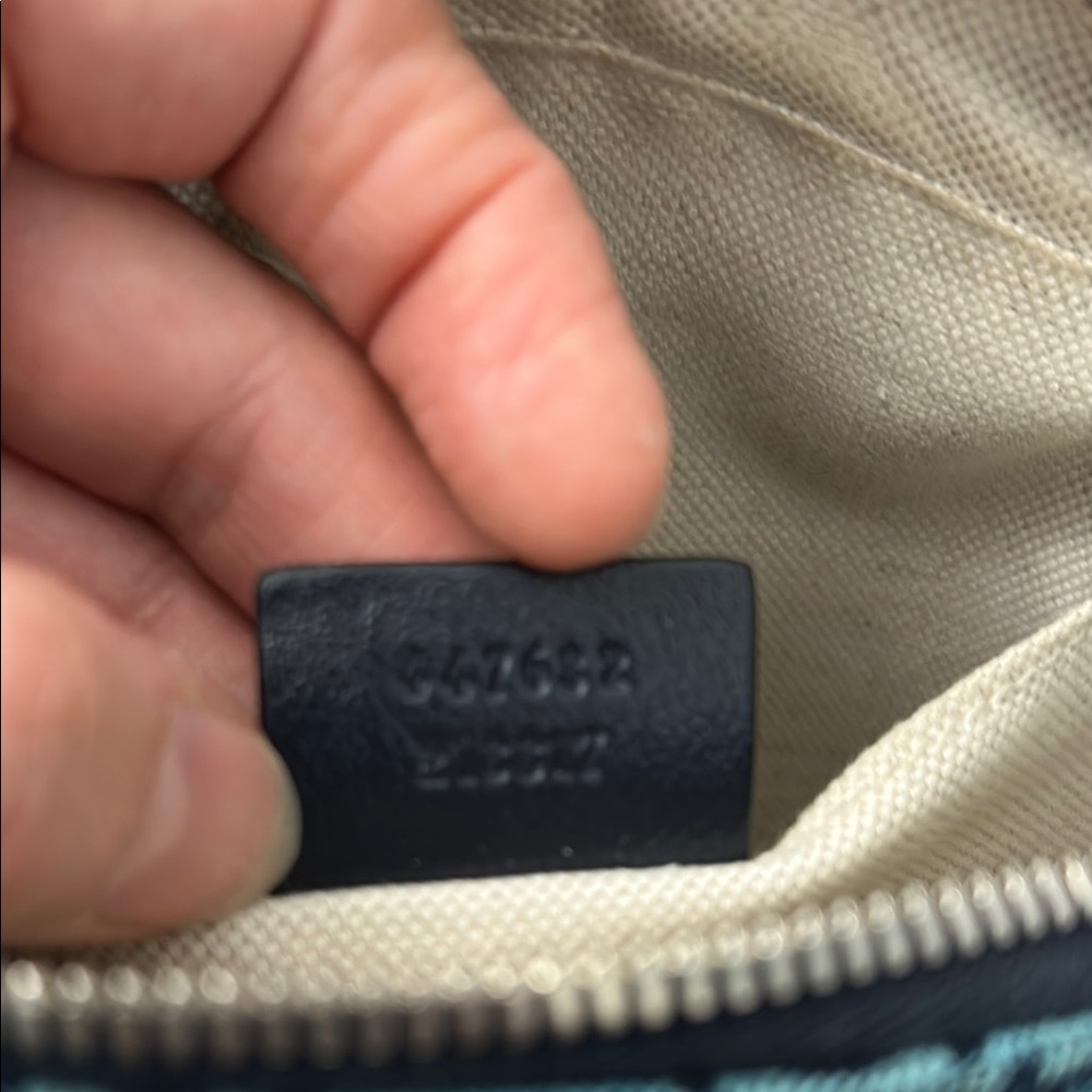 Blue GG Diagonal Quilted Canvas Marmont Camera Bag - Picture 5 of 7